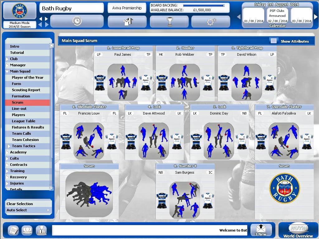 Rugby Union Team Manager 2015 – screenshot 2